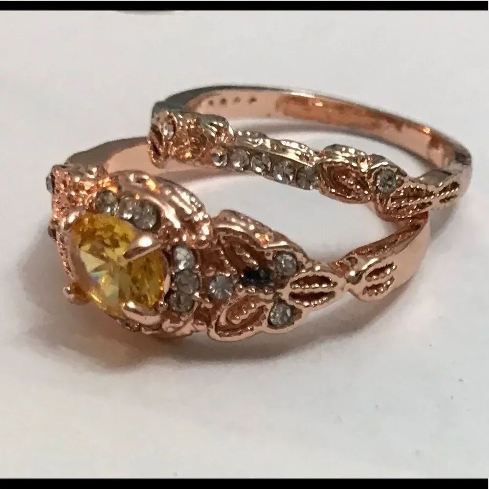 Rose gold 2 piece ring set
